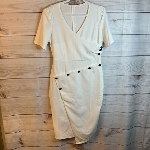 White Short Sleeve Shift Knee Length Dress Size XL - Picture 1 of 5